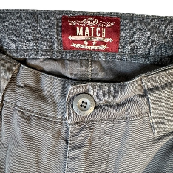 90's Style Match Gray Cargo Utility Pocketed Urban Cotton Pants - Picture 2 of 9